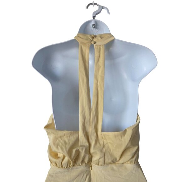 Lulu's Sleek Essence Yellow Halter Neck Satin Mini Dress Medium - Picture 6 of 10